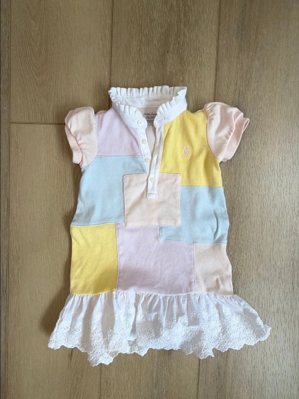 Ralph Lauren Pastel Patchwork Polo Shirt Dress - Pink, Yellow, Blue, Lavender